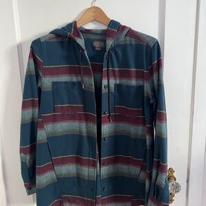 Pendleton Striped Hooded button up jacket